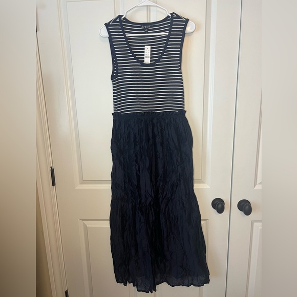 J. Crew Gathered-waist mixy dress in stripe - Picture 2 of 8